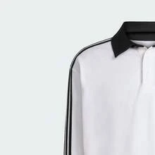 Adidas Clover Men's Comfortable Minimalist Versatile Breathable Casual Sports Long Sleeve Polo Shirt - White/Black - View 6