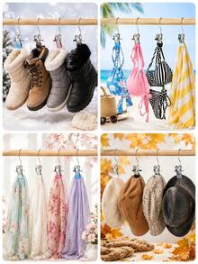 10/5 Pcs Stainless Steel Clothes Clips With Hooks Laundry Clips Wardrobe Boot Hook Fabric Storage Racks Portable Hanging Hanger Multi-Function Single Clip Seamless Hanging Hook Holiday Decoration Back To School For Pants Hats Skirts Home Accessories - Multicolor - View 9
