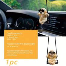 1pc Swinging Labrador Golden Retriever Car Rearview Mirror Hanging Ornament, Car Interior Decoration, Suitable As Gift For Friends And Family - A - View 2