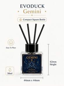 EVODUCK Gemini Zodiac Reed Diffuser 50ml, Lemon Basil Scented Oil Diffuser With Light Blue Crystal & 4 Fiber Reeds, Flameless Home Fragrance For Bedroom Bathroom Office, Astrology Birthday Gift For Women, Star Sign Room Decor - Flameless Series - View 5