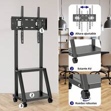 Soporte de TV móvil con Ruedas para televisores de Pantalla de 32" a 50" Pulgadas, hasta 30 Kg (Materiales Reforzado). Soporte de TV Montado en Pared de Alta Resistencia Negro,Para sala de estar play game TV stand - 1 - Ver 6
