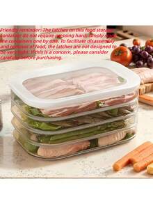 1/2/3/4 Layer Refrigerator Meat Storage Box, Stackable With Lid Cold Storage Meat Container Set, Stackable Bacon Luncheon Meat Refrigerator Storage Box, Food Storage Box With Lid, Suitable For Steak, Meat, Cheese, Grains, Etc. - Multicolor - View 3