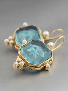 1 Pair Elegant Pearl Earrings For Women, Wedding, Engagement, Party Jewelry, Valentine's Day Gift - Peacock Blue - View 4