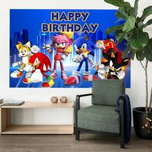 Sonic Authorized 1PC Healing Adventure Theme Birthday Party Decoration Backdrop (82.7x59.1/59.1x39.4/39.4x29.5 Inch), Suitable For Boys And Girls Birthday Party Background, Children Newborn Cake Table Party Wall Decoration Banner, Outdoor Indoor Photography Photo Backdrop Props - Multicolor - View 1