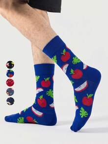 1/5/10 Pairs Men's Mid-Calf Socks, Funny Guitar Cartoon Unisex Sports Style Long Socks, Crazy Happy Socks - Multicolor - View 19