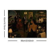 1 pieza Póster de lienzo con marco/sin marco de club de música jazz afroamericano vintage melancólico, arte de pared de cultura afro, pintura de mediados de siglo para pasillo, sala de estar, dormitorio, decoración del hogar moderno - A - Ver 11