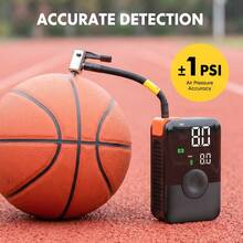 Carsun Tire Lnflator Portable Air Compressor Tire Air Pump, With Colorful Digital Display, Dual-Screen Digital Version, 150PSI Portable Bicycle Pump, With Bright LED Light For Nighttime, Car Accessory - Suitable For Cars, Motorcycles, SUVs, RVs, - Wireless - View 7