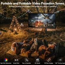 100 Inch 16:9 Projector Screen 160° Wide Viewing Angle With 2 Support Tripods, Portable Projection Display For Camping Business Meeting Wedding Events - View 3
