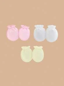 1/3 Pairs Newborn Anti-Scratch Soft Gauze Mittens, Breathable & Comfortable, Suitable For Baby Boys & Girls Daily Wear And Hospital Outings - Multicolor - View 8