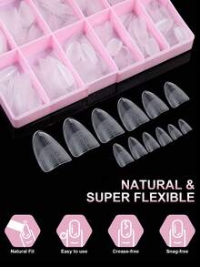 240pcs Full Coverage Press-On Nail Tips, Pointed, Almond, Square, Coffin, French Style Fake Nails, Soak-Off Gel Extension Nail Tips, Capsule Press-On Nail Supplies - View 5
