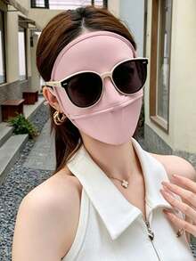 1件裝女款冷感全臉面罩,冰絲面料,舒適透氣附通風孔,防曬,適合旅行與戶外使用 - 熊貓眼面罩 - 查看 5