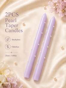 2/4pcs Lavender Pearl Long Stem Candles, Smokeless Soy Wax Candles, Suitable For Wedding Dinner Table, Home Decor, Party And Romantic Atmosphere - Light Purple - View 9