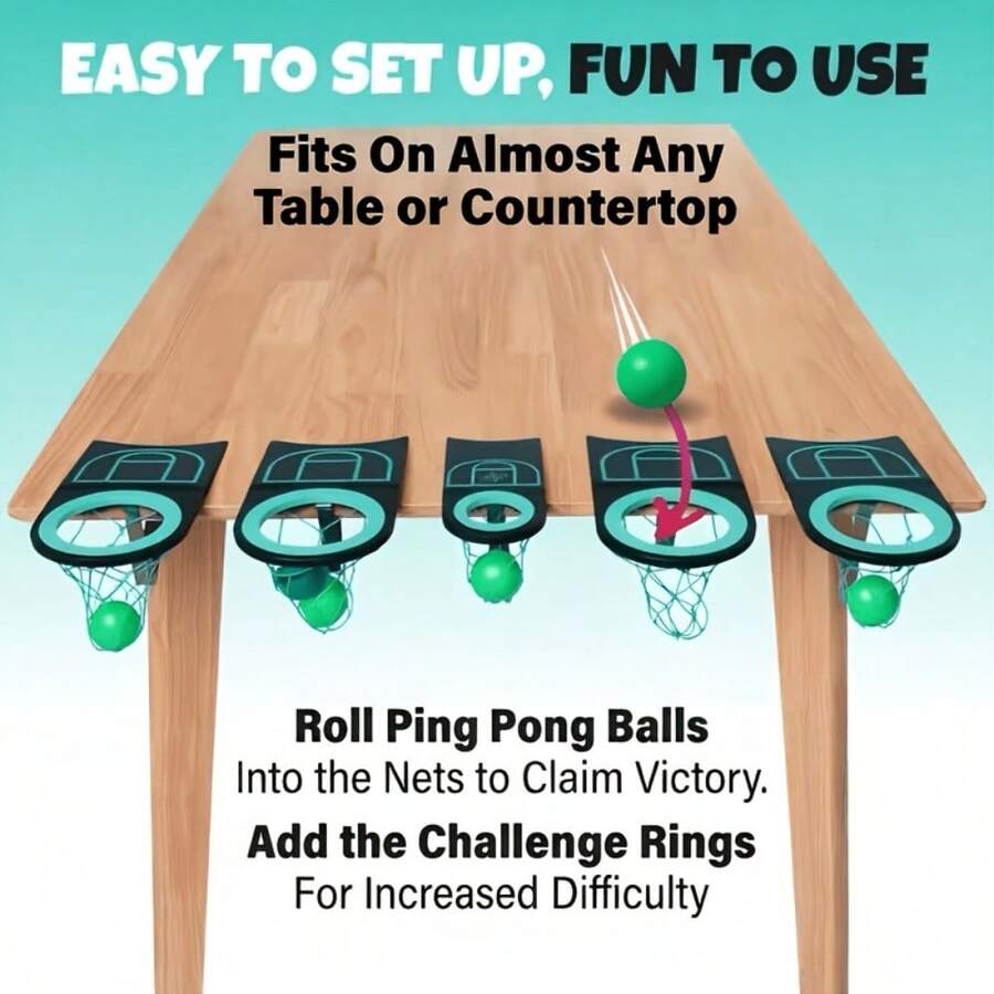 1 Set Deluxe Desktop Basketball Game, Portable Mini Desktop Basketball Set Stress Relief Office Toy, Indoor Party Bar Game Night Activity Suitable For Teens And Adults 14+ - Multicolor - View 1