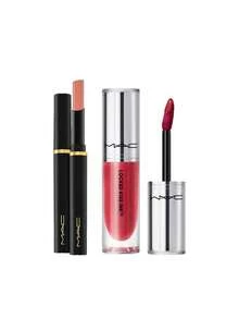 MAC [حزمة] Powder Kiss Velvet Blur Slim Stick Spice World 2 G + Locked Kiss Ink 24HR Lipcolour Most Curious 4 Ml - عالم التوابل + أكثر الأشياء إثارة للفضول - مشاهدة 1