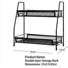 2-Tier Metal Mesh Kitchen Storage Rack Countertop Organizer, 2 Sizes Large Small, Black White Available, Pull Out Drawer Shelf For Spice Utensil Bathroom Vanity Desktop Storage,Metal Shelf For Kitchen Spice & Bathroom Cosmetic Organization - Multicolor - View 6