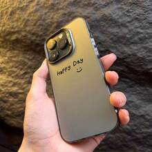 Funda de teléfono con  feliz y sencillo,Aplicable a iPhone15/15Plus/15Pro/15Promax,iPhone14/14Plus/14Pro/14Promax,iPhone13/13Pro/13Promax,iPhone12/12Pro/12Promax,iPhone11/11Pro/11Pro Max,iPhone7/8 Plus,iPhoneXR/XSMax. - Negro transparente - Ver 4