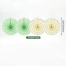 4pcs/12pcs Dark Green, Sage Green Paper Lantern Party Decoration Set, Including Hanging Paper Fans, Suitable For Ceiling, Wall, Patio, Garden And Photo Backdrop, Applicable For Birthday Party Decoration, Wedding Decoration, Shower Decoration, Anniversary, Bridal Shower - B231 - View 4