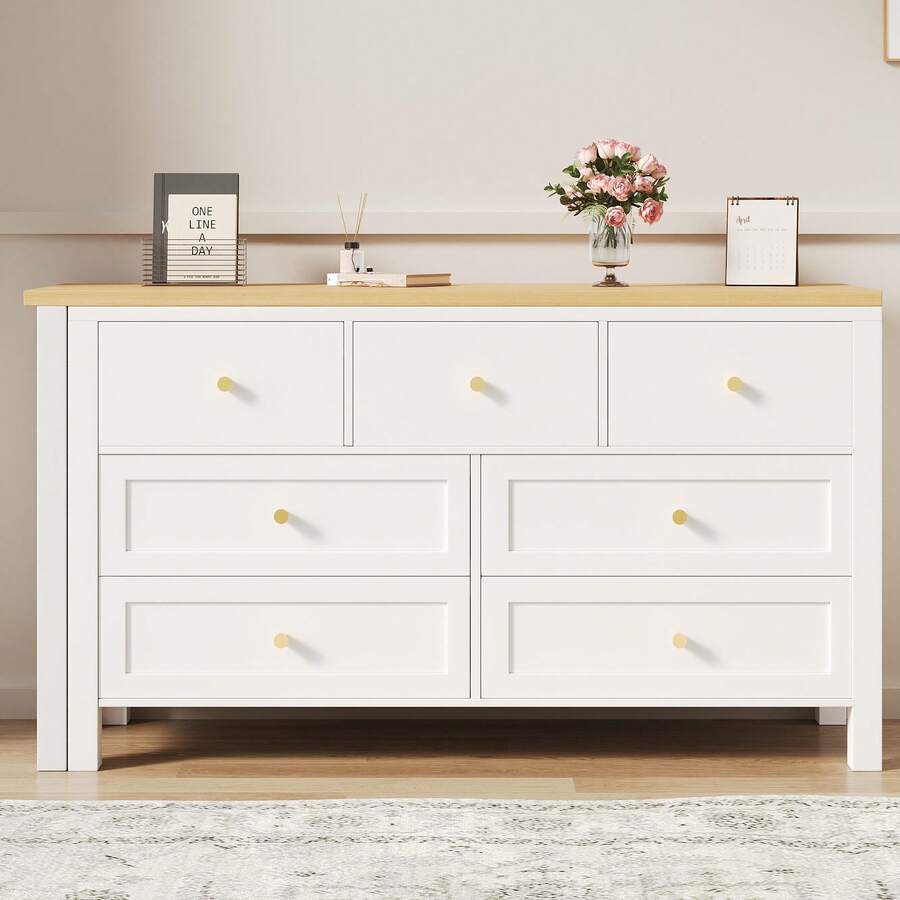 Rotating Desk With Cabinet - 2 In 1 - Shelf And Sideboard, Oak White Finish - White and Oak - View 1