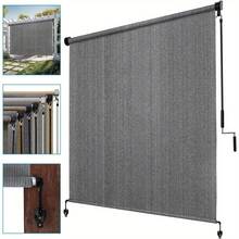 Cordless Outdoor Roller Shade Screen – Dual-Pole Spliced Design, Blackout Sun Shade For Patio, Pergola & Front Porch – Easy Pull-Up, Smooth Roll-Up Operation, UV-Resistant Fabric, Weather-Resilient Mesh, Tool-Free Installation, Compact Storage When R - Light Grey - View 12