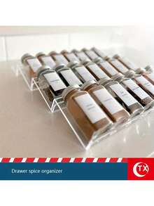 1pc/4pcs/8pcs Kitchen Storage Organizer, Spice Container Rack, Countertop-Free Acrylic Seasoning Storage Rack, Multi-Layer Drawer Storage Shelf, Suitable For Kitchen Cabinets, Cupboards And Shelves Kitchen Accessories - Clear - View 2