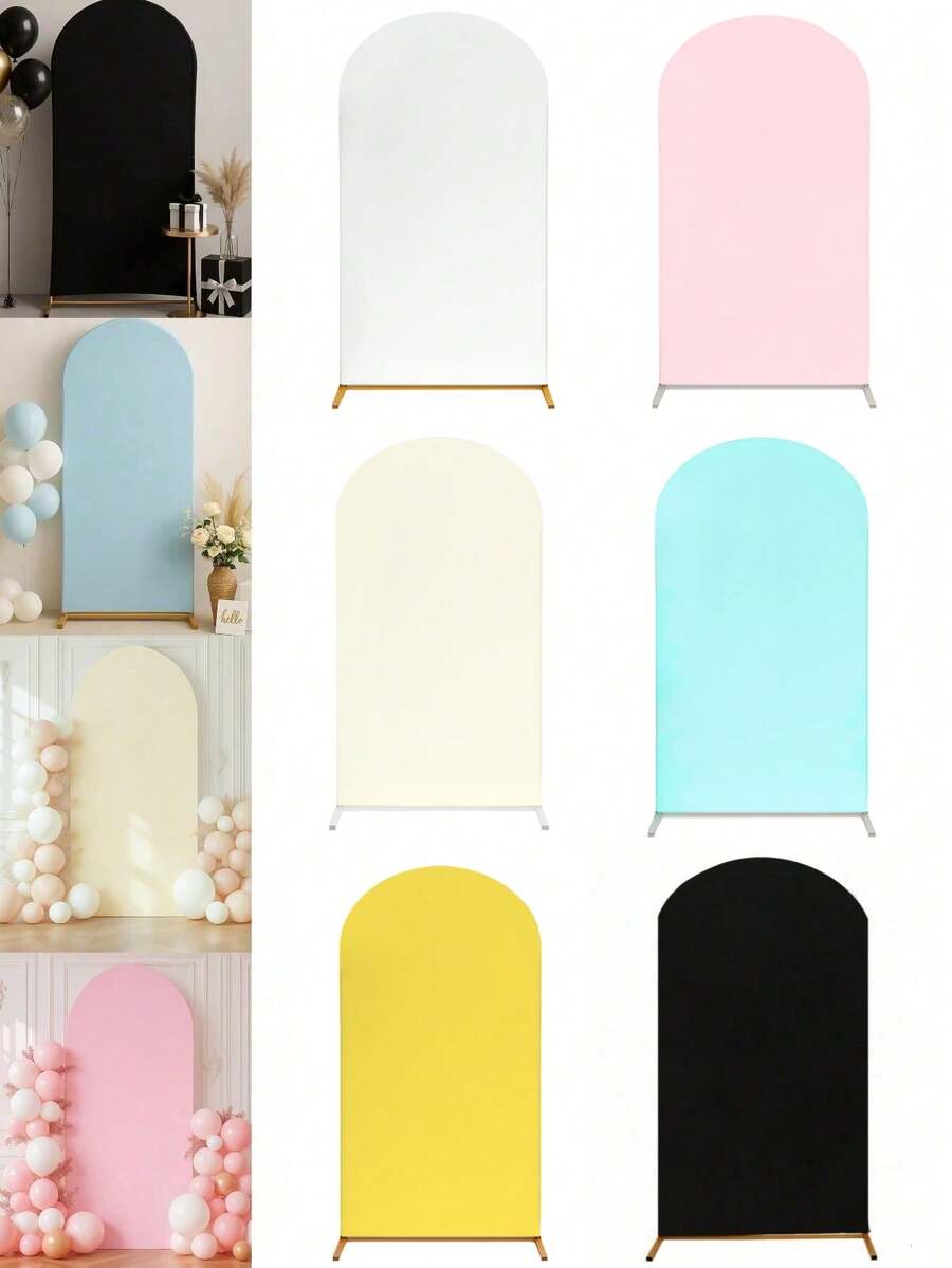 1pc 80*180cm Elastic Arch Backdrop Cover, Beige/Ivory/Light Pink Party Backdrop Cloth, Wedding Arch Cover, Wedding Party Arch Cloth Panel, Backdrop Decor, Suitable For Birthday, Party, Bridal Shower, Gender Reveal, Garden Outdoor Ceremony, Holiday Gift, Back To School, Washable And Reusable (Arch Stand Not Included)