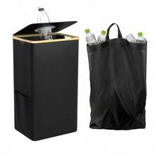 Coletor de Garrafas Dobrável de Nylon Oxford para Uso Interno, Lixeira de Reciclagem com Supressão de Odor, Capacidade de 100L, Resistente a Rasgos e Lavável, Pode Coletar Cerca de 35 Garrafas, Ideal para Uso Doméstico, Coletor de Garrafas com Design Aberto - Multicolorido - Visão 8