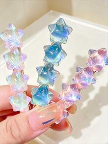 Elegant Women's Hair Clip, Cute Gradient Star-Shaped Decoration Bangs Clip, Daily Hair Accessory - Mixed Color - View 2