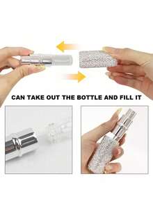1pc 5ml Perfume Spray Bottle, Rhinestone Decor/With Keychain, Portable Perfume Refill Bottle, Liquid Storage Bottle, Bottom Fill, Self-Pump, Reusable Spray Bottle, Portable Cosmetic Bottle, Suitable For Home Use - Multicolor - View 10