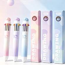 1入 10合1可伸縮圓珠筆 10色多功能彩色繪圖筆 學生學校辦公文具 - 10色 - 查看 1