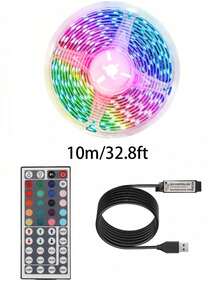 3FT-100FT 智能 RGB LED 燈條,居家裝飾派對裝飾 LED 燈條,DIY 柔性 RGB 燈條,配備 44 鍵遙控器,5V USB 供電 LED 燈條,適用於電視背光照明、女孩房裝飾、節日裝飾和 DIY 佈置(3.28FT/1M 尺寸較短,請根據您的實際需求選擇購買,內置背膠無法貼在粗糙牆面,請小心黏貼!) - 多色-44鍵 - 查看 16