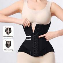 1pc Waist Trainer For Women Corset Shapewear Tummy Control Sport Workout Waist Cincher Body Shaper Hooks - Black - View 5