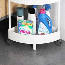 4-Tier White PP Plastic Corner Storage Rack With Detachable Wheels, Stable Floor Standing Multifunctional Organizer For Kitchen Bathroom Sundries Storage - View 6