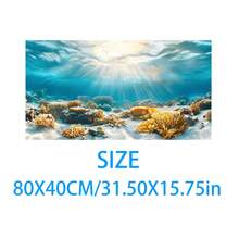 Seascape Sand, Rock, Water Plant And Fish Tank Decor - Coral Reef Self-Adhesive Removable Wallpaper-Style Background, Easy To Peel And Stick Freshwater/Saltwater Aquarium Reusable Fish Tank Decoration, Fish Habitat Decor, Aquarium Sticker, Suitable For Stream Tank, Planted Tank, Turtle Tank Landscaping, Studio Photography Backdrop, Self-Adhesive Front - B - View 18