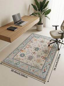 1pc Light Blue Vintage Living Room Rug, Suitable For Kitchen, Dining Room, Bedroom, Room Holiday Decoration, Indoor/Outdoor, Office, Lobby, Anti-Slip Doormat, Bathroom Rug, Hallway, Study Gaming Area Rug - Baby Blue - View 14
