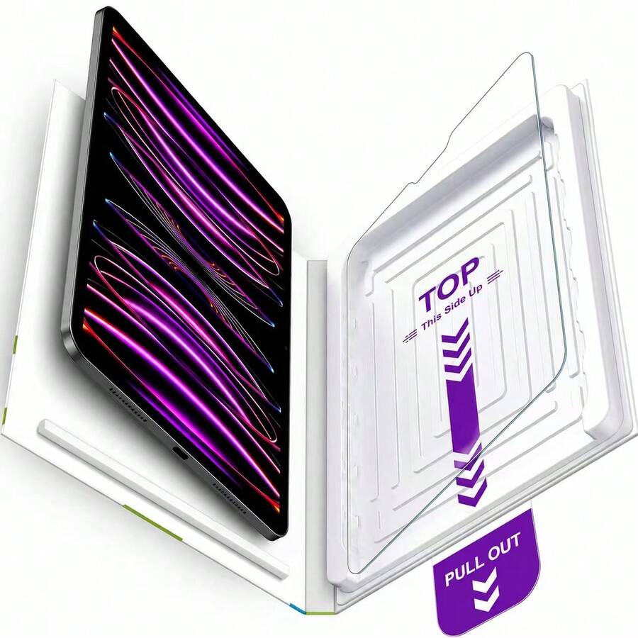 1片 iPad Air 11吋 2026 (M4) 螢幕保護貼，9H 鋼化玻璃膜，附超貼合安裝托盤，防刮、高清晰度、無氣泡黏貼，相容 Apple Pencil