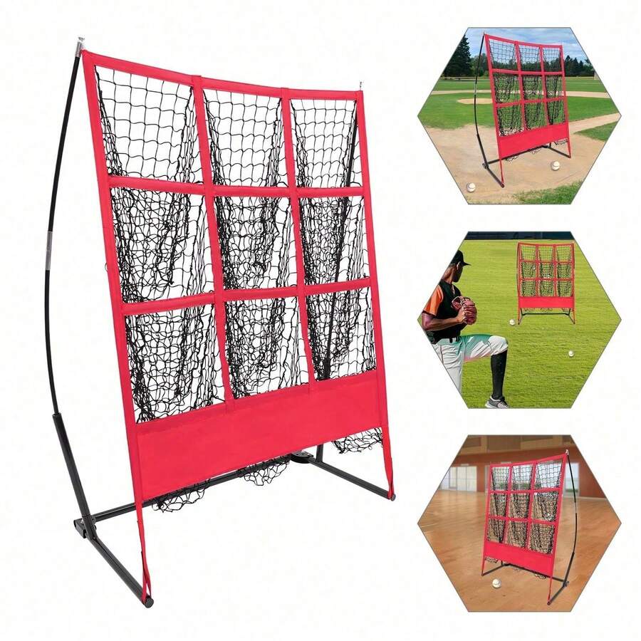 Indoor And Outdoor Baseball Practice Nets, Baseball Training Nets - Black and Red - View 1