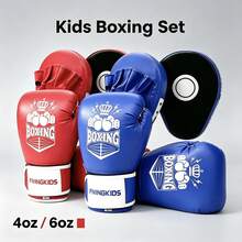 FIVING Kids Boxing Gloves & Punch Mitts 4oz 6oz, Youth Sparring Kickboxing Training Set For Boys Girls, Children Boxing Equipment Birthday Gift For Home Gym Practice - Multicolor - View 3