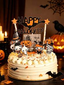 1/2/3sets Halloween Cake Toppers Cute Ghost Pumpkin Witch Cupcake Picks, Halloween Party Cake Decorations Supplies For Holiday Home Dessert Decor - Multicolor - View 1