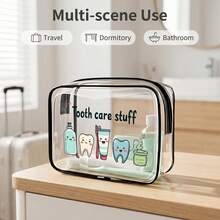 Dental Supplies Letter Print PVC Makeup Bag, Zipper Sealed PVC Travel Storage Bag, Cosmetic And Toiletry Bag, Suitable For Adults, Portable Makeup Box, Ideal Gift For Mothers, Teachers, Nurses, Suitable For Office, School, Travel,Bedroom Room Decor,Back To School - Multicolor 02 - View 6