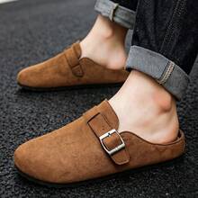 Men's Summer Genuine Leather Sandals, Youth Beach Shoes, Lightweight Breathable Slippers, Men's Low-Top Sandals - Brown - View 2
