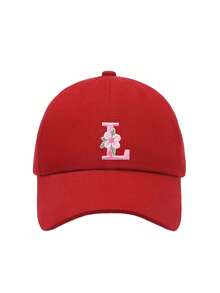 1pc Children's 26 Flower Letter Pattern Pink Baseball Cap, Toddler Girls Sun Hat, Suitable For Outdoor, Daily Wear, UV Protection - Red - View 8