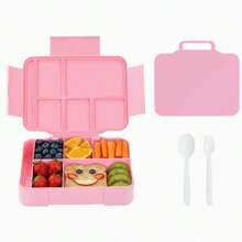 Cute Pink Bento Box Set With Spoon, Fork And Sauce Container, Multi-Compartment Leak-Proof Large Capacity Food Container, Suitable For School Cafeteria Picnic Portion Control Box, Back To School Gift - Multicolor - View 11