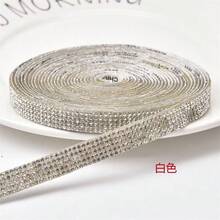 91.5cm/Rollo Tira de Strass Autoadhesiva, Adecuada para Ropa DIY, Zapatos, Sombreros, Tira de Strass Decorativa con Respaldo - negro - Ver 6