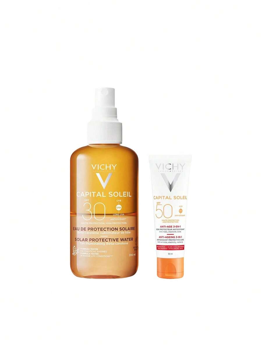 Vichy [Bundle] Capital Soleil Solar Protective Water SPF30 200 Ml + Soleil Anti Ageing Sun Lotion SPF50 50 Ml - Clear - View 1