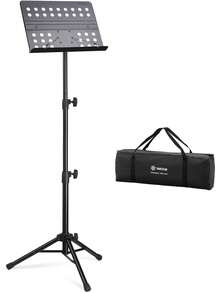 Vekkia Sheet Music Stand-Metal Professional Portable Perforated Music Stand With Carrying Bag,Folding Adjustable Music Holder,Sturdy Suitable For Instrumental Performance & Band & Travel - 32-70inch - View 1