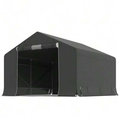 Portable Garden Shed, Bicycle Tent, Roll-Up Door With Zipper, Metal Frame, Multi-Purpose Storage, Dark Grey