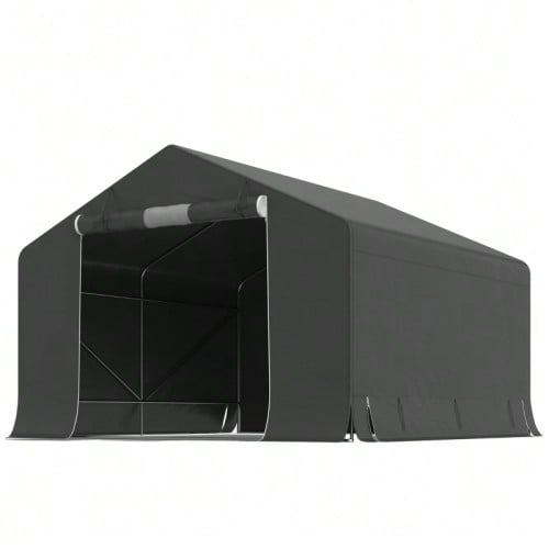 Portable Garden Shed, Bicycle Tent, Roll-Up Door With Zipper, Metal Frame, Multi-Purpose Storage, Dark Grey