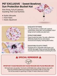 Cute Polyester Pink Bow Pattern Windproof Sun Protection Hat With Ear Hole Design, Adjustable Anti-Slip, Suitable For Small Pet Dogs Outdoor Wear All Year Round - Multicolor - View 5