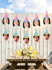 Custom Birthday Hat Face Banner, Custom Bday Face Photo Banner, Birthday Banner, Custom Head On A Banner - Multicolor - View 5