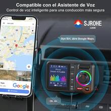 SJROHE Transmisor FM Bluetooth USB 3.0 Carga Rápida Adaptador con Pantalla LED RGB Bluetooth 5.0 FM receptores bluetooth para Auto Audio HD Llamadas por Bluetooth Transmisor Bluetooth FM Color negro - A - Ver 5